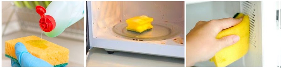 Methods for quick microwave cleaning with proven products