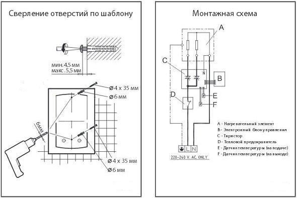 Installation and connection of instantaneous water heater - step by step instructions